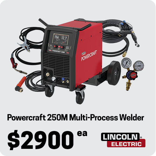 Lincoln Electric K69089-1 Powercraft 250M 4-in-1 Multi-Process Compact Welding Machine - Weld Ready Pack